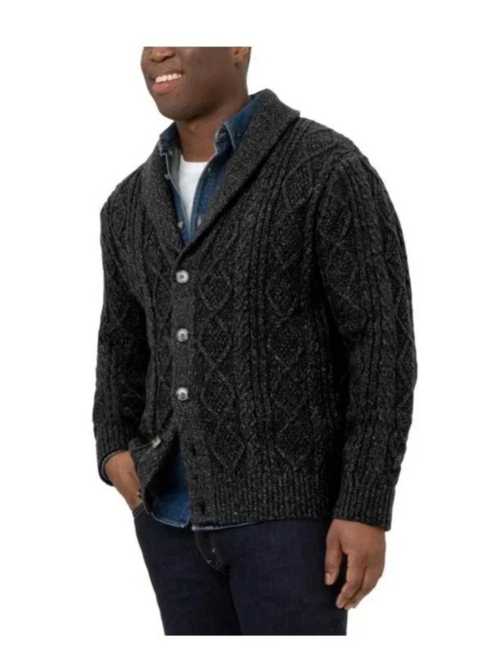 Blanknyc Men's XXL Black Heathered Collared Button Closure Cardigan NWT